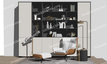 #031068 - Armchair with Ottoman 3D Model