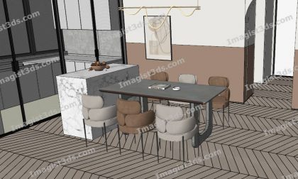 #070033 - 3D Dining Table & Chairs