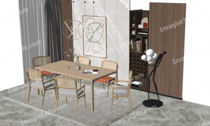#070019 - 3D Dining Table & Chairs