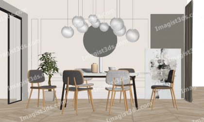 #070020- 3D Dining Table & Chairs