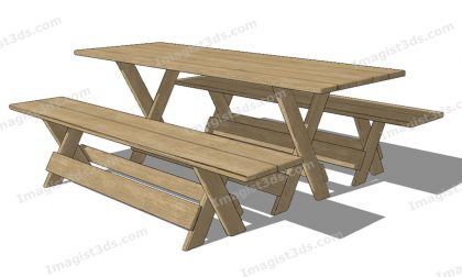 #070017 - 3D Outdoor Picnic Table