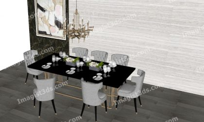 #070068 - 3D Dining Table & Chairs