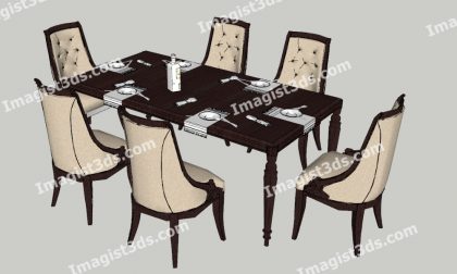 #070079 - 3D Dining Table & Chairs