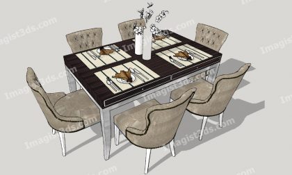 #070087 - 3D Dining Table & Chairs